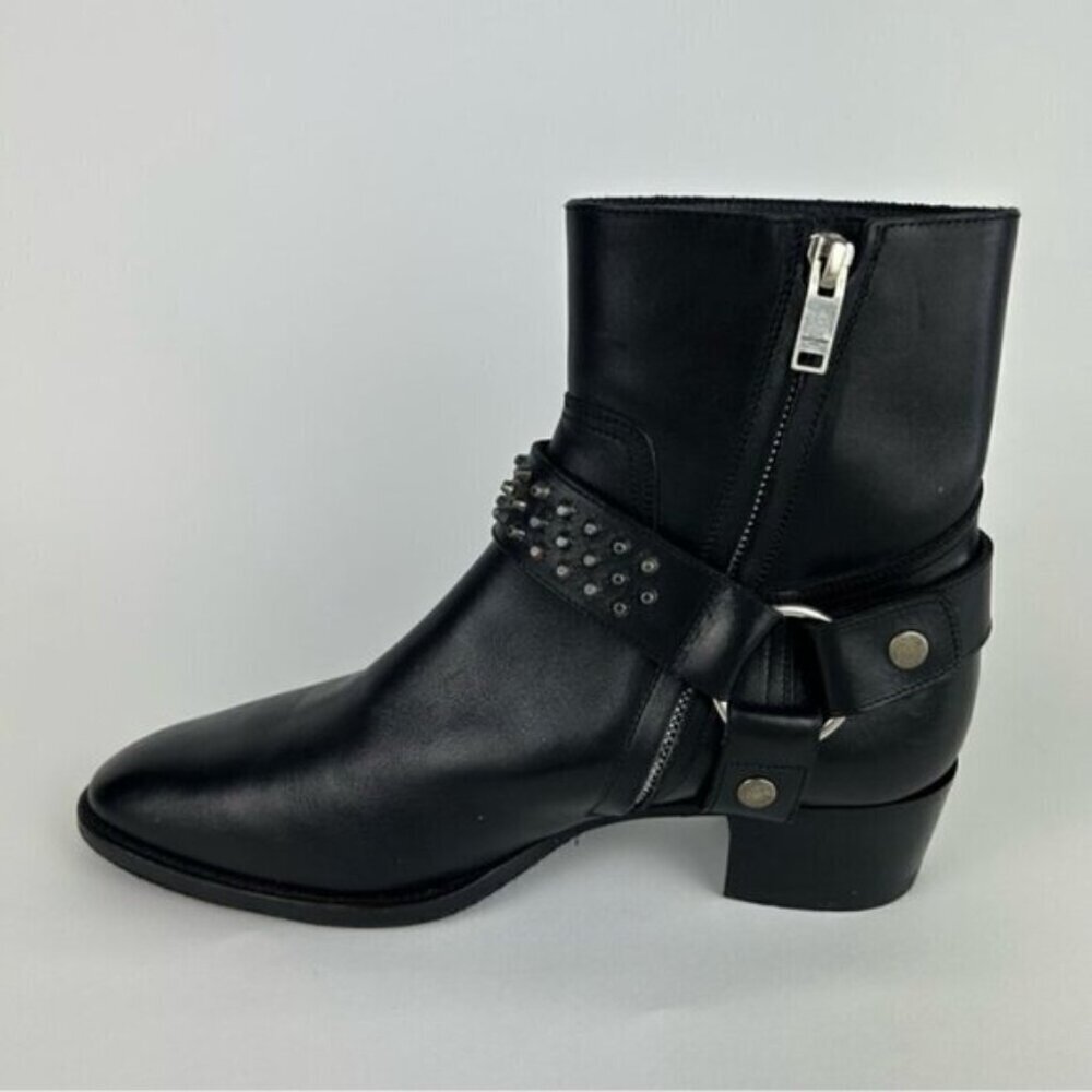 Saint Laurent Studded Black Leather Wyatt Boot Size 39 - Picture 6 of 13